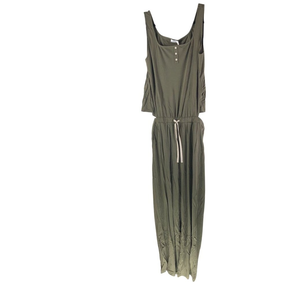 Neiwai Womens Jumpsuit Sleeveless Henley Pockets Gunmetal Gray S